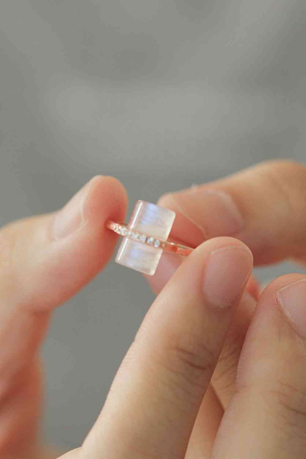 Natural Moonstone Platinum-Plated Ring - Ladyez