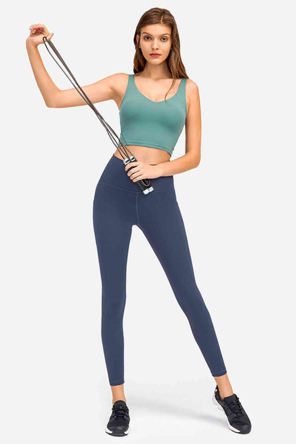 Deep V-Neck Crop Sports Bra - Ladyez