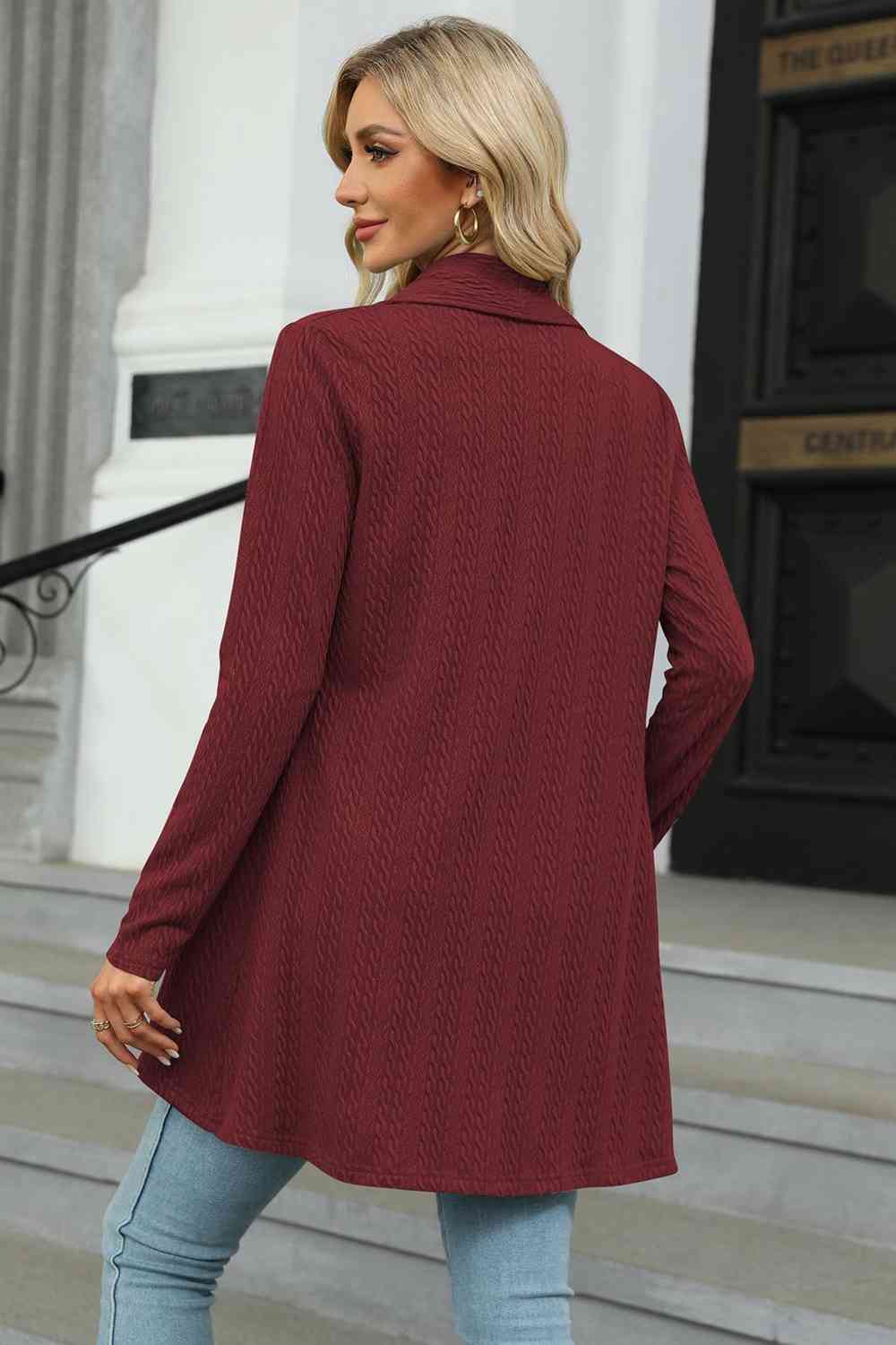 Open Front Long Sleeve Cardigan - Ladyez