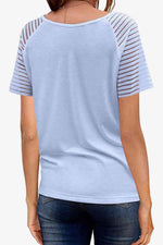 V-Neck Raglan Sleeve Tee - Ladyez