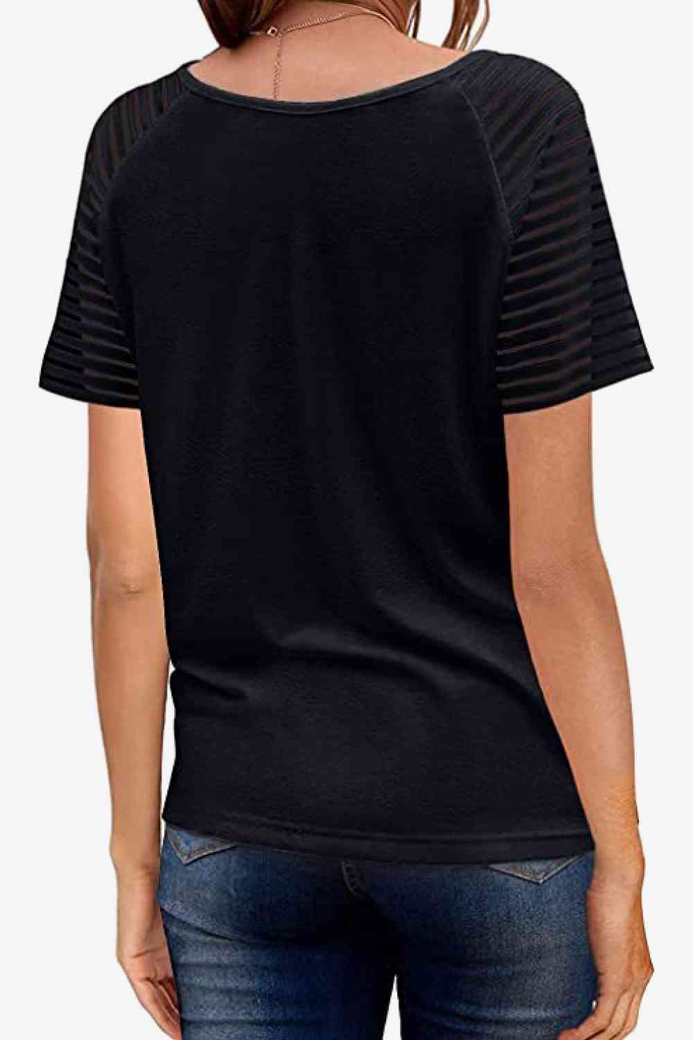 V-Neck Raglan Sleeve Tee - Ladyez