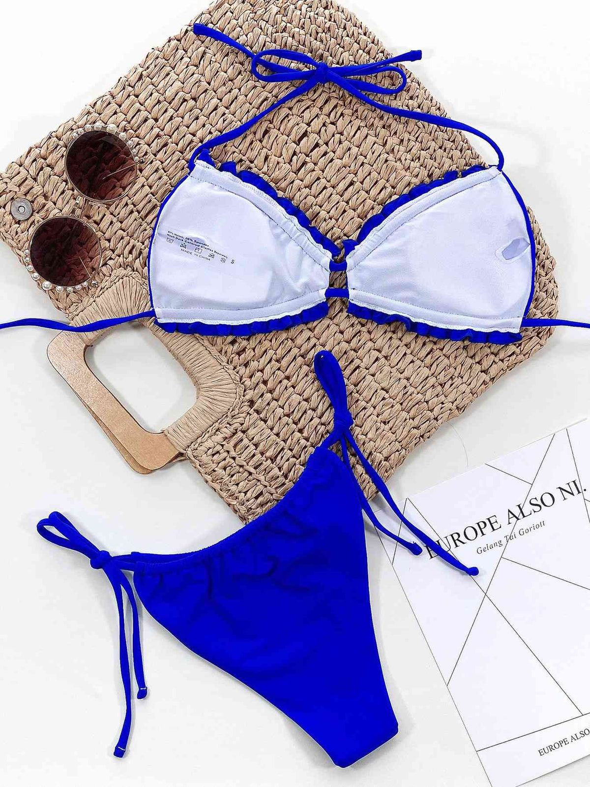 Frill Trill Halter Neck Bikini Set - Ladyez