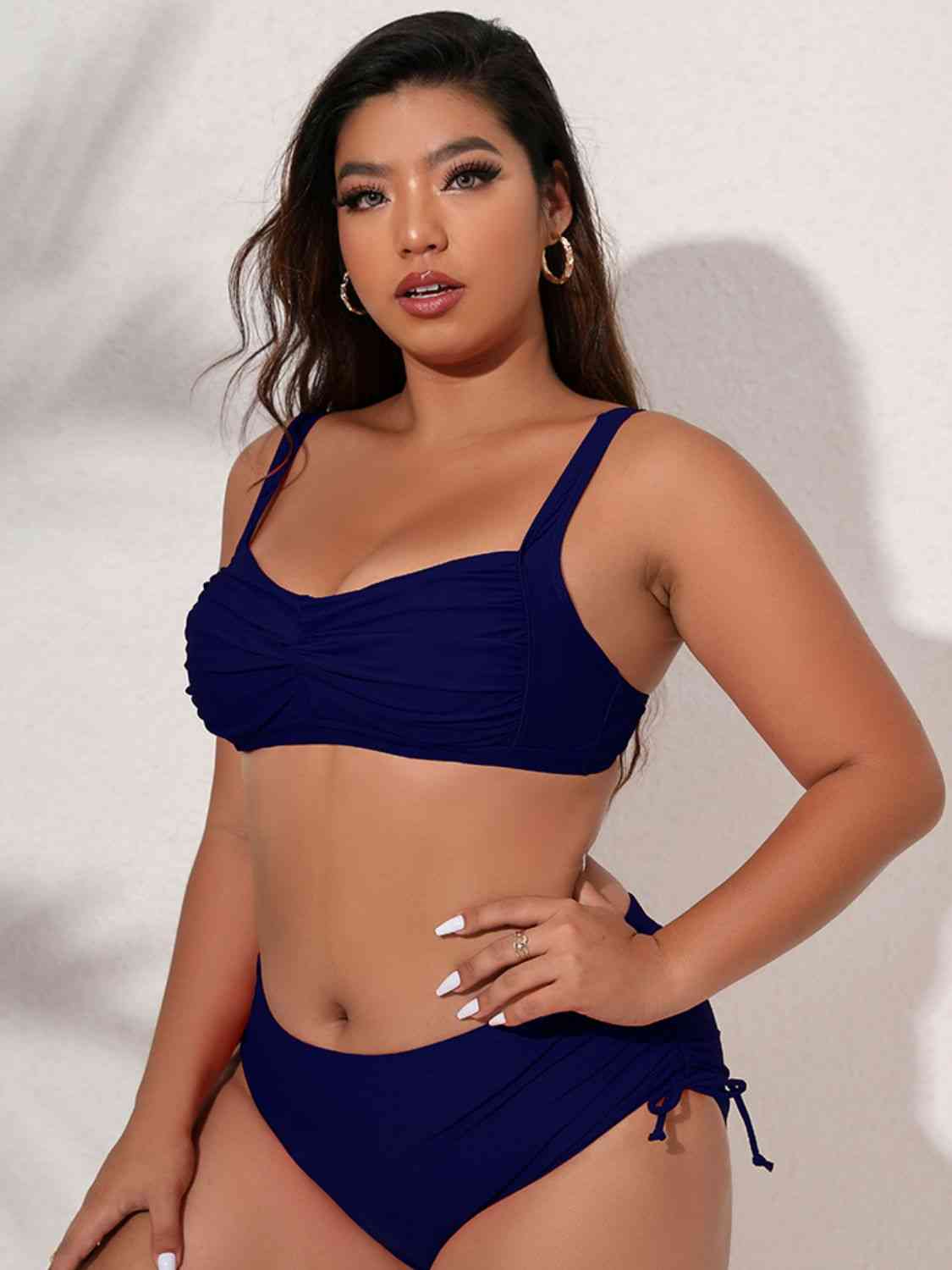 Plus Size Twist Front Tied Bikini Set - Ladyez