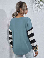 Leopard Striped Waffle-Knit Top - Ladyez