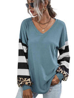 Leopard Striped Waffle-Knit Top - Ladyez