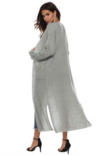 Long Sleeve Open Front Buttoned Cardigan - Ladyez