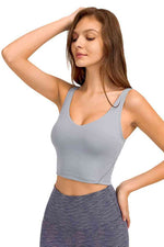 Deep V-Neck Crop Sports Bra - Ladyez