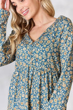 Heimish Full Size Floral Half Button Long Sleeve Blouse - Ladyez