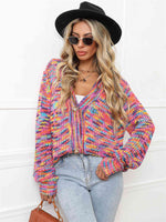 V-Neck Long Sleeve Cardigan - Ladyez
