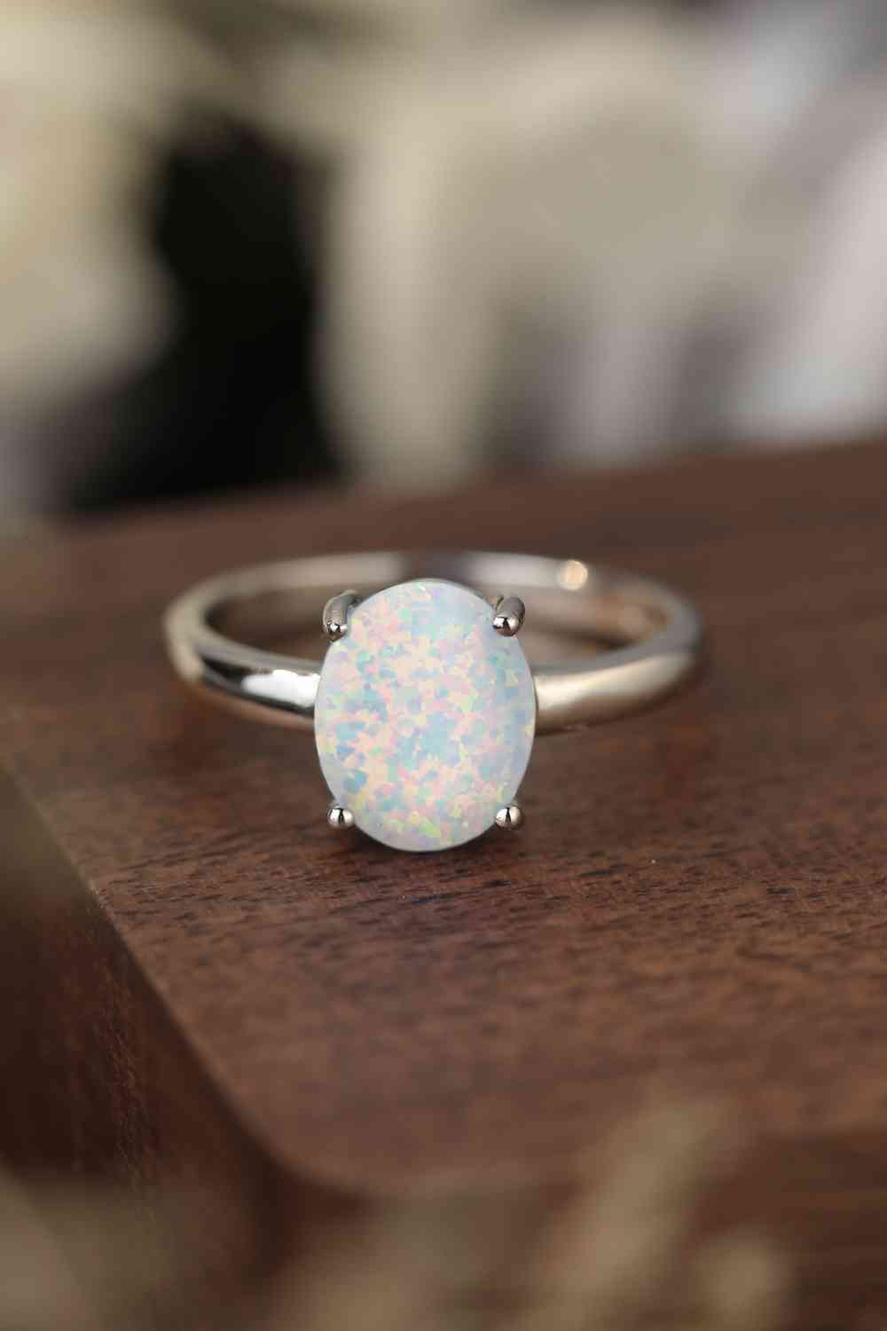 925 Sterling Silver Opal Solitaire Ring - Ladyez