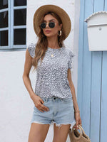 Round Neck Butterfly Sleeve Top - Ladyez