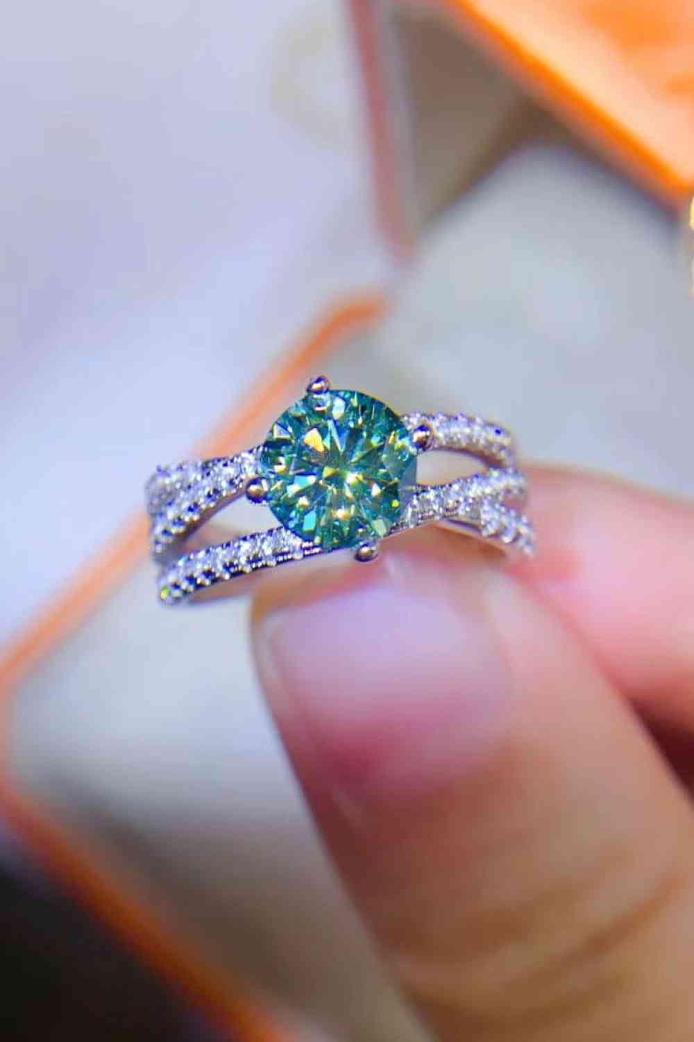 1 Carat Moissanite Contrast 925 Sterling Silver Ring - Ladyez