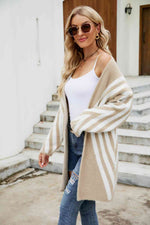 Woven Right Two-Tone Open Front Fuzzy Longline Cardigan - Ladyez