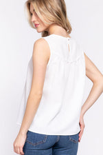 ACTIVE BASIC Round Neck Lace Patch Texture Tank - Ladyez