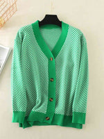 Button Down V-Neck Cardigan - Ladyez