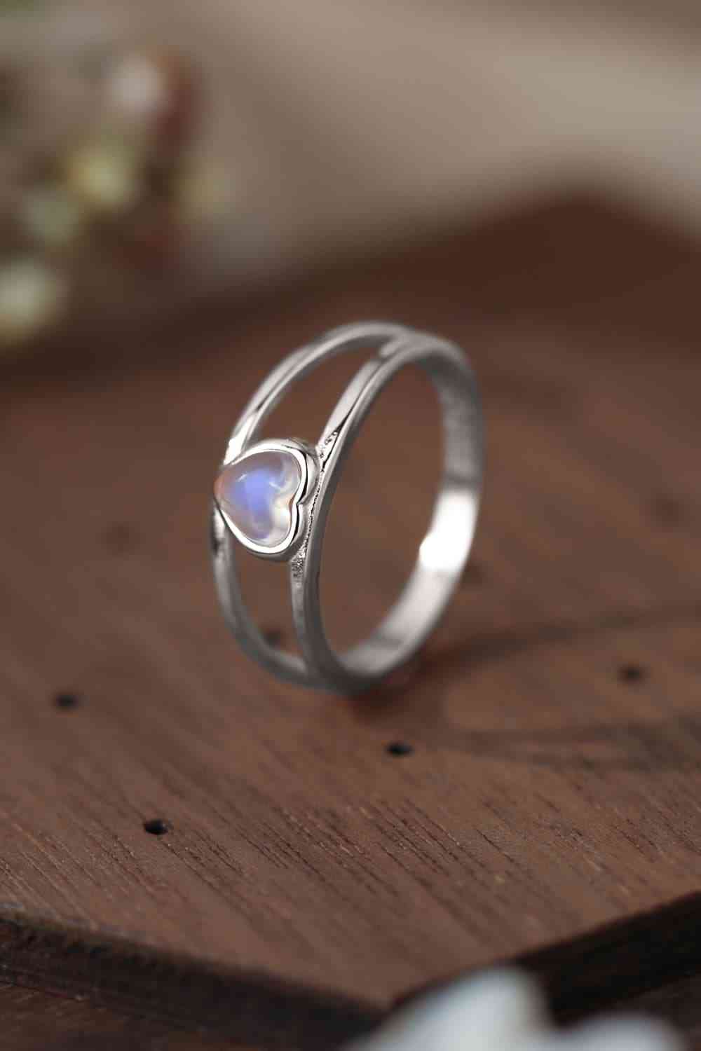 Moonstone Heart 925 Sterling Silver Ring - Ladyez