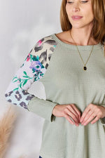 Hailey & Co Full Size Printed Round Neck Blouse - Ladyez