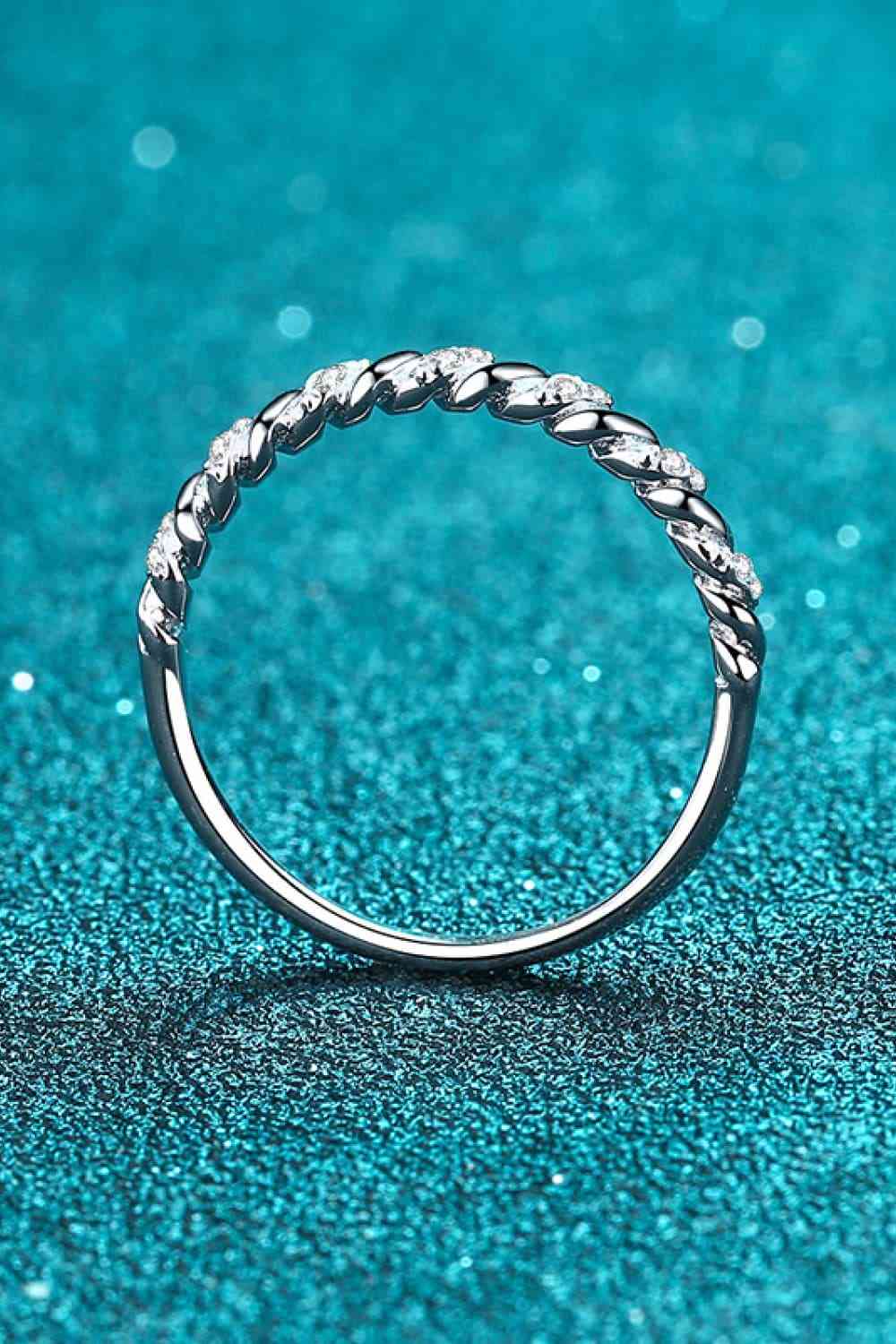 Moissanite Rhodium-Plated Half-Eternity Ring - Ladyez