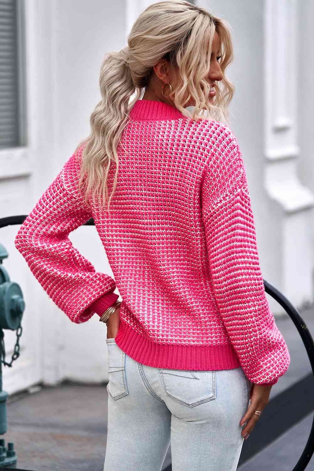 Woven Right Waffle-Knit Drop Shoulder Button-Down Cardigan - Ladyez