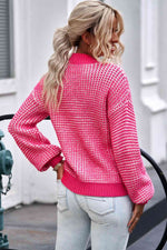 Woven Right Waffle-Knit Drop Shoulder Button-Down Cardigan - Ladyez