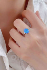 925 Sterling Silver Opal Solitaire Ring - Ladyez