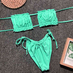 Frill Trim Ruched Bikini Set - Ladyez