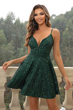 Sequin Spaghetti Strap Dress - Ladyez