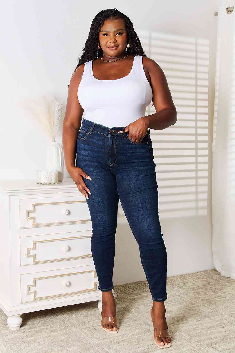 Judy Blue Full Size Skinny Jeans with Pockets - Ladyez