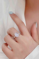 High Quality Natural Moonstone 925 Sterling Silver Side Stone Ring - Ladyez