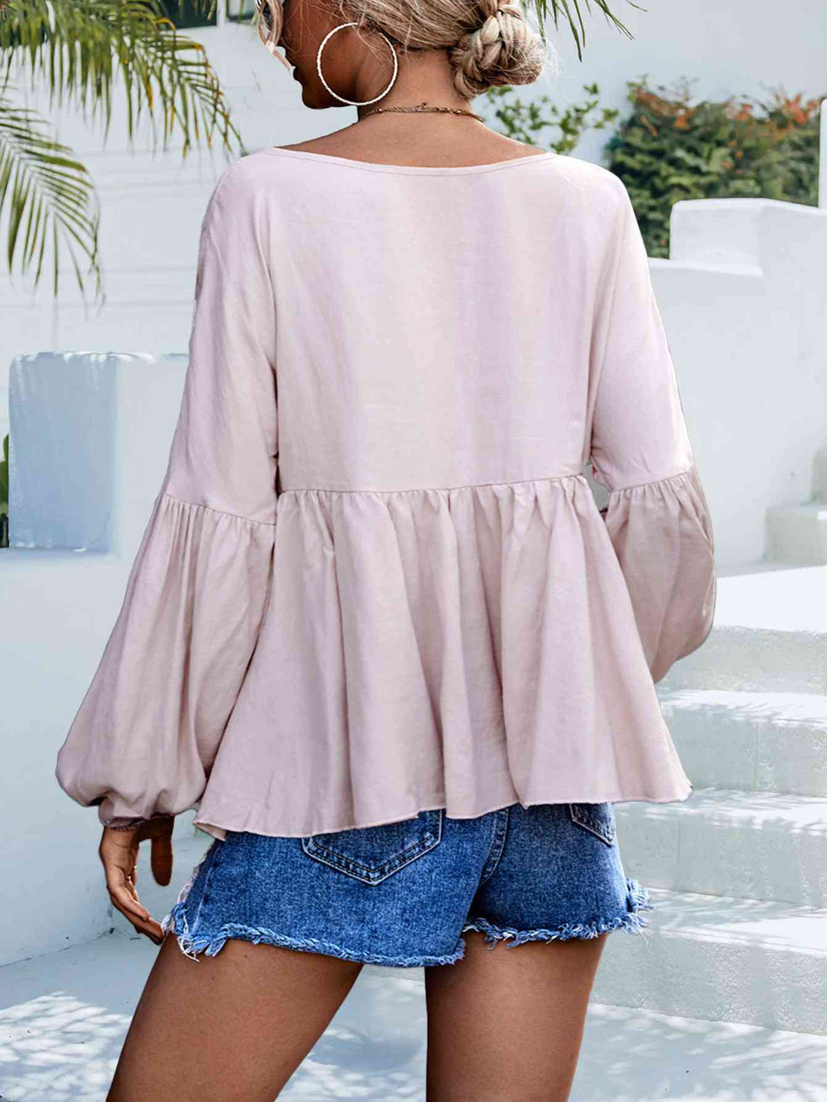 Puff Sleeve Babydoll Blouse - Ladyez