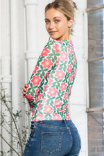 Floral Round Neck Long Sleeve Top - Ladyez