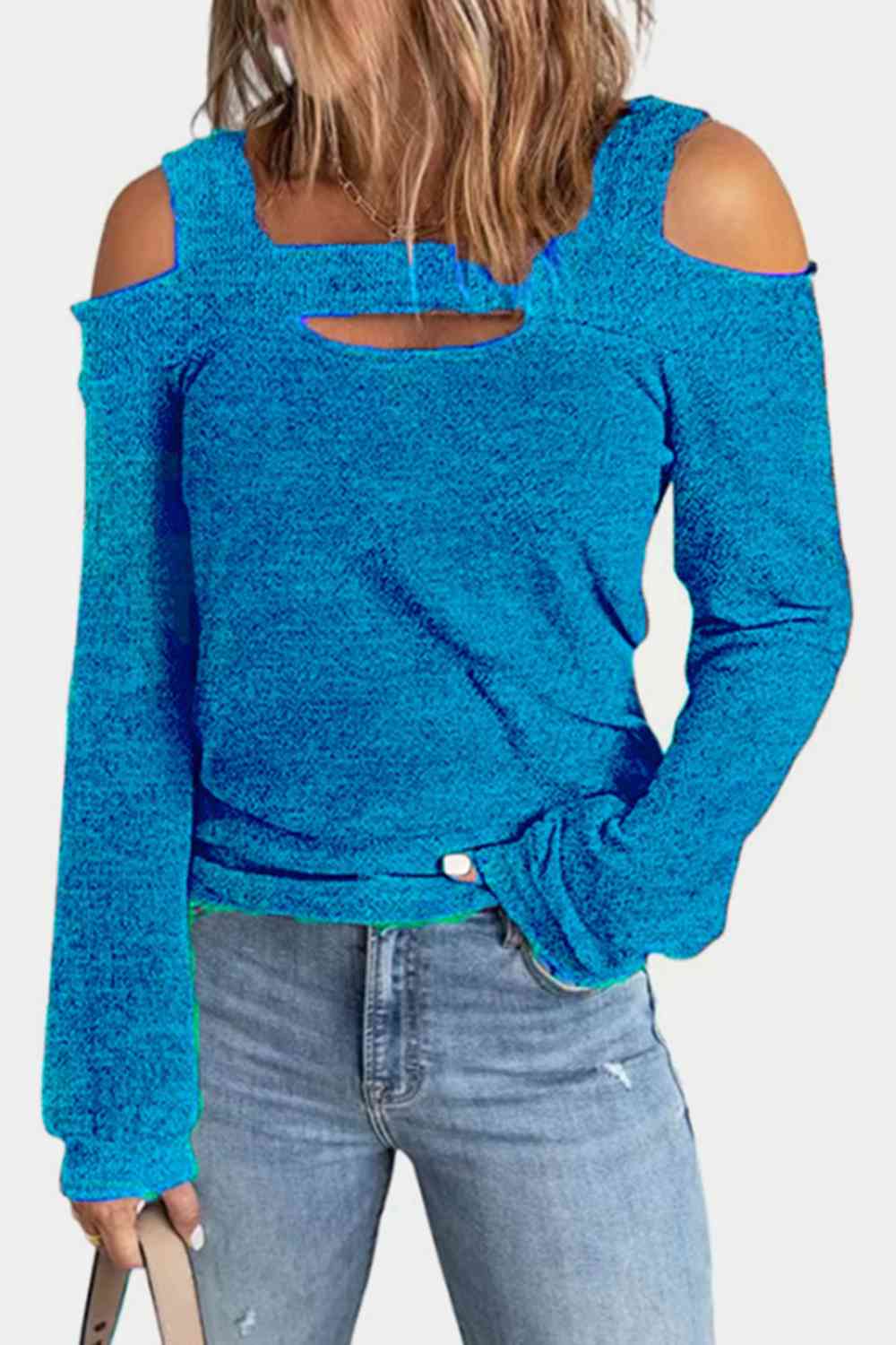 Full Size Cutout Cold Shoulder Blouse - Ladyez