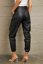 Kancan High Rise Leather Joggers - Ladyez