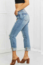 RISEN Full Size Leilani Distressed Straight Leg Jeans - Ladyez