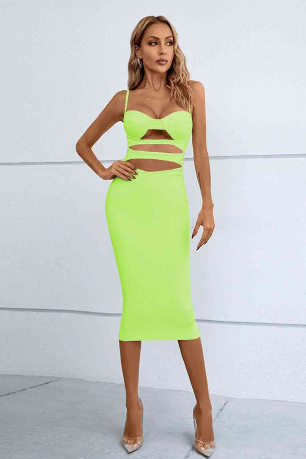 Cutout Spaghetti Strap Bodycon Dress - Ladyez