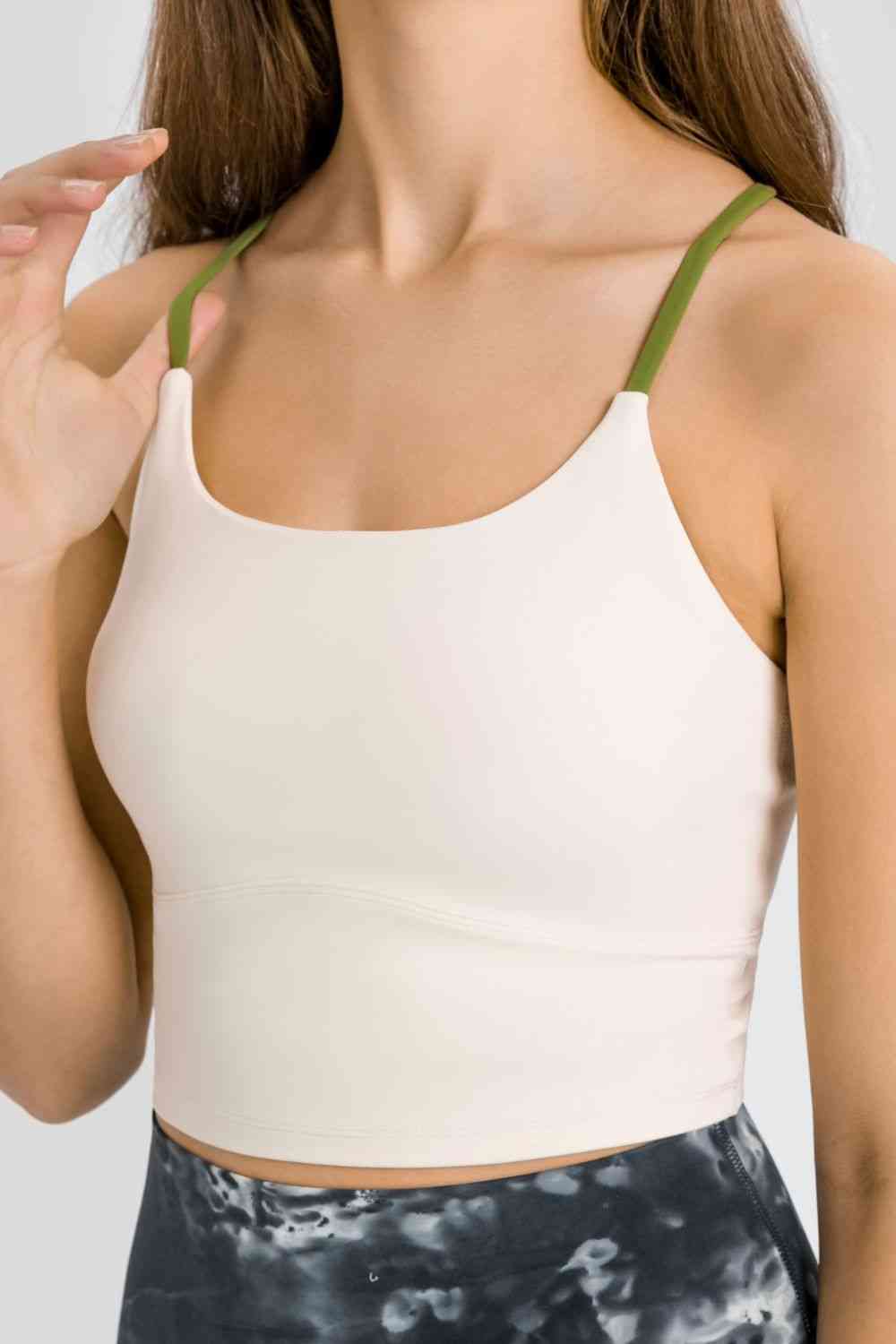 Crisscross Back Scoop Neck Sports Cami - Ladyez
