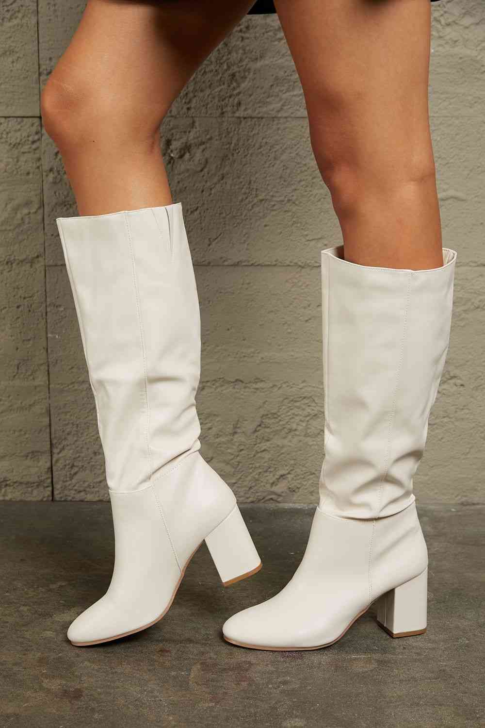East Lion Corp Block Heel Knee High Boots - Ladyez