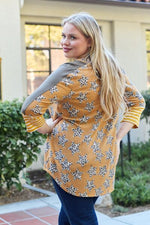 Celeste Design Full Size Leopard Star Contrast Top - Ladyez