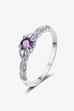 Inlaid Amethyst 4-Prong Ring - Ladyez