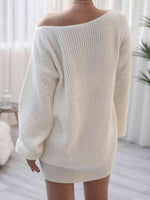 Rib-Knit Mini Sweater Dress - Ladyez