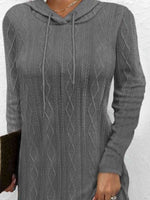Drawstring Hooded Sweater Dress - Ladyez