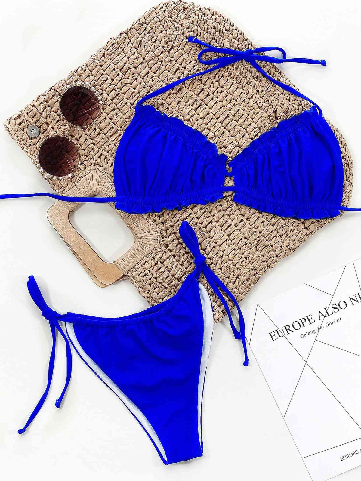 Frill Trill Halter Neck Bikini Set - Ladyez