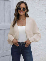 Bat Sleeve Open Front Short Cardigan - Ladyez