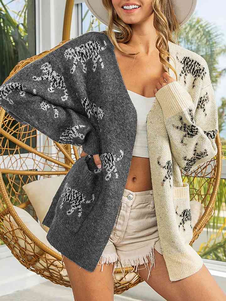 Open Front Cardigan with Pockets - Ladyez
