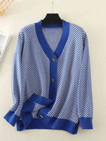 Button Down V-Neck Cardigan - Ladyez