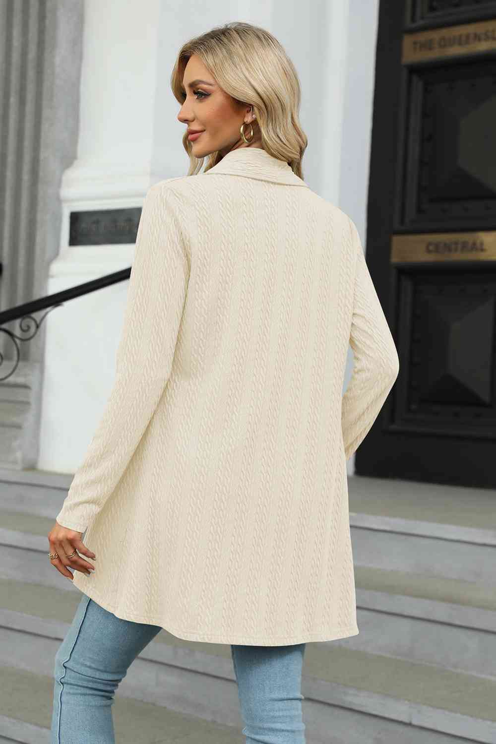 Open Front Long Sleeve Cardigan - Ladyez