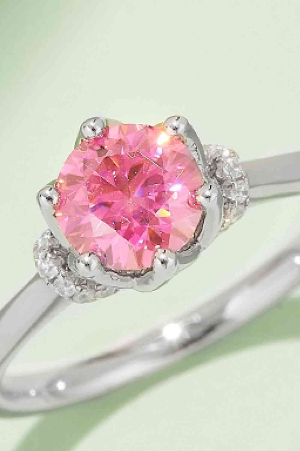 1 Carat Moissanite Contrast 925 Sterling Silver Ring - Ladyez