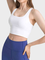 Scoop Neck Crisscross Straps Sports Bra - Ladyez