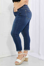 Judy Blue Crystal Full Size High Waisted Cuffed Boyfriend Jeans - Ladyez