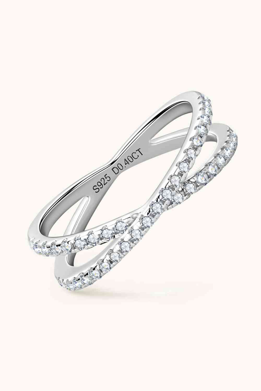 Moissanite 925 Sterling Silver Crisscross Ring - Ladyez